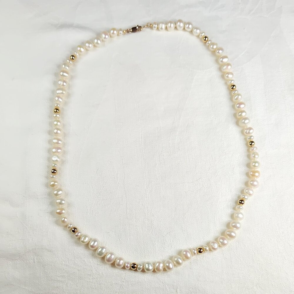 Pearl Necklace with 14k Gold-filled Accents - NEW